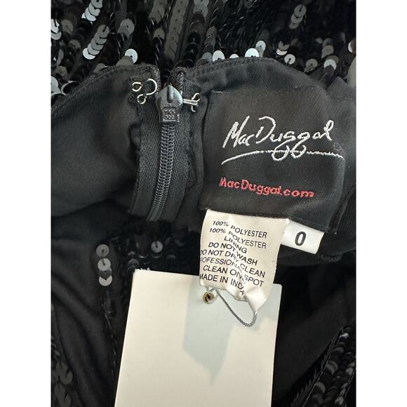 NWT Mac Duggal Black Sequined One-Shoulder Evening Gown Dress Size 0 - Picture 6 of 10